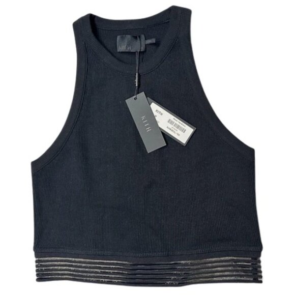Kith black Massi micro-rib cropped tank top size M NWT - Picture 2 of 8